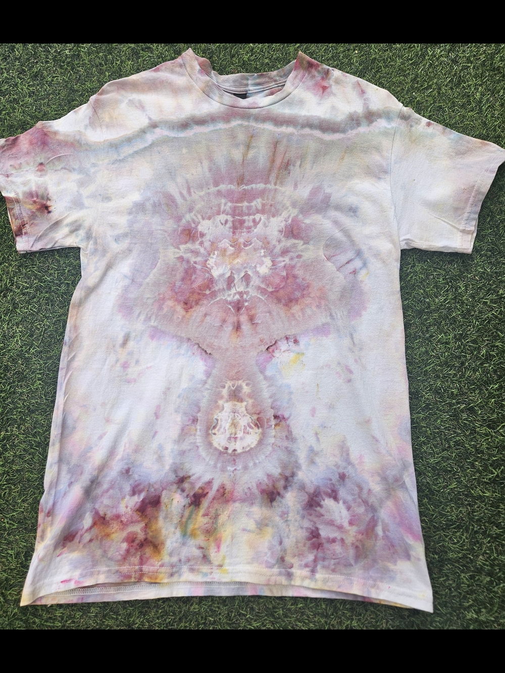 Pastel Symmetrical Tie-Dye Tee — Pink, Purple & Yellow